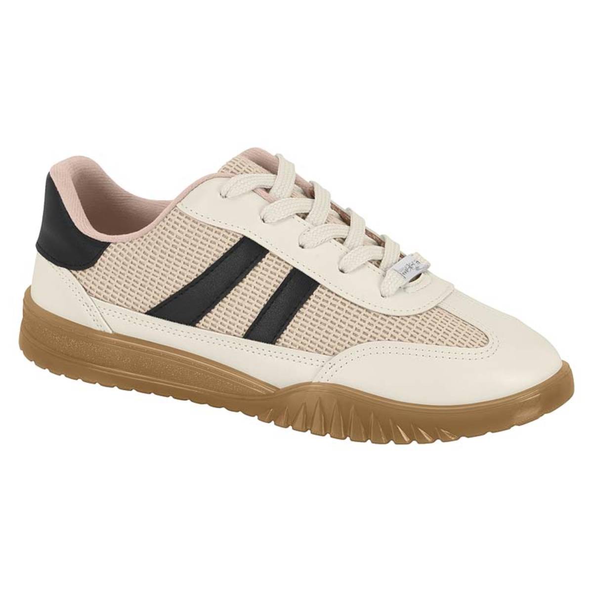 SAPATO CASUAL FEM TEXTIL CREME 985/BRANCO OFF 526/PRETO 01 5817.104.29935.91078-TELA IRIS/NP SARDENHA NEO