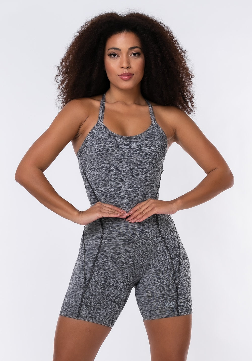 Macaquinho sem bojo nation alça fina costas cruzadas com recortes mescla