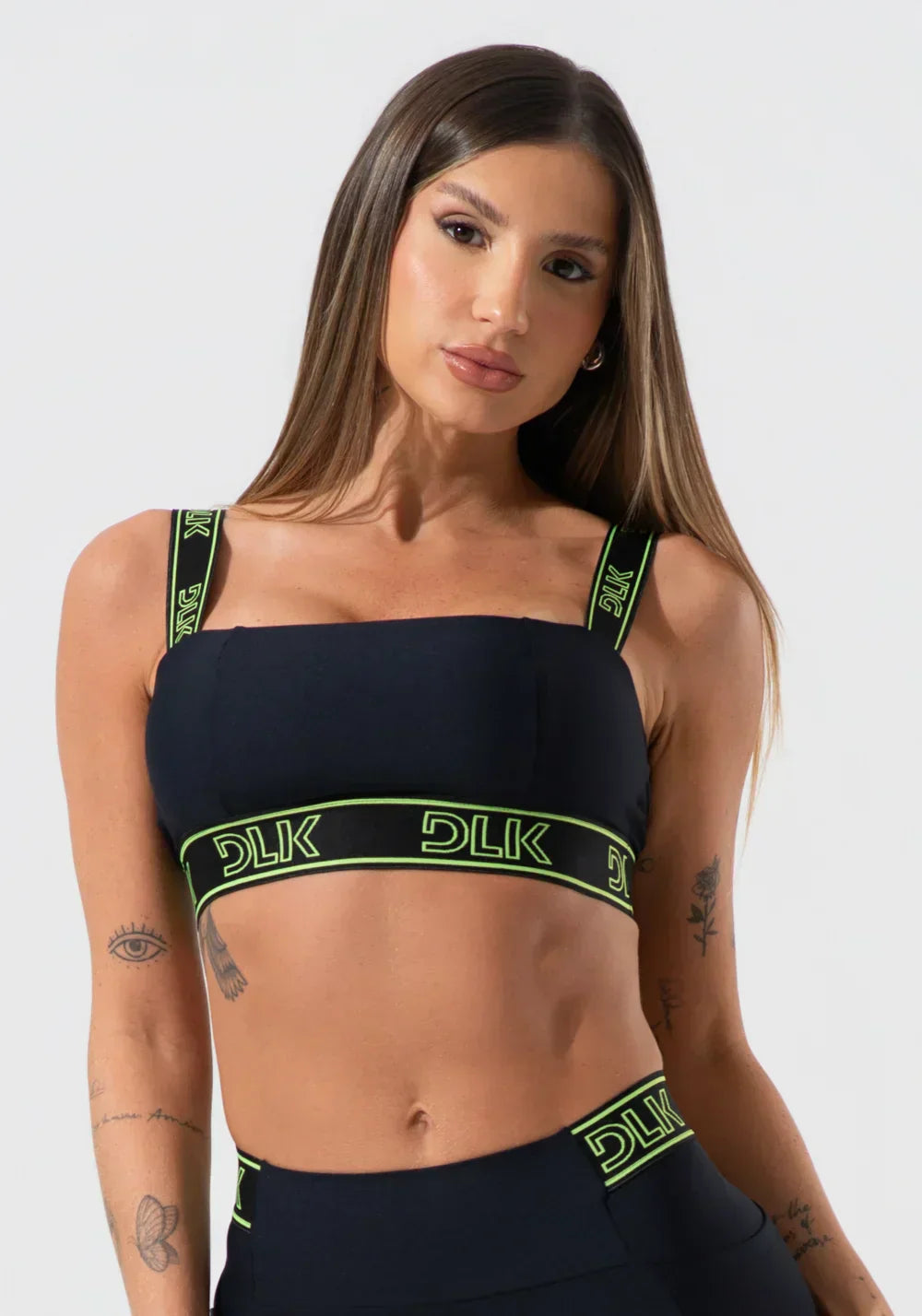 Top fitness feminino com bojo e alças de elástico activity Preto