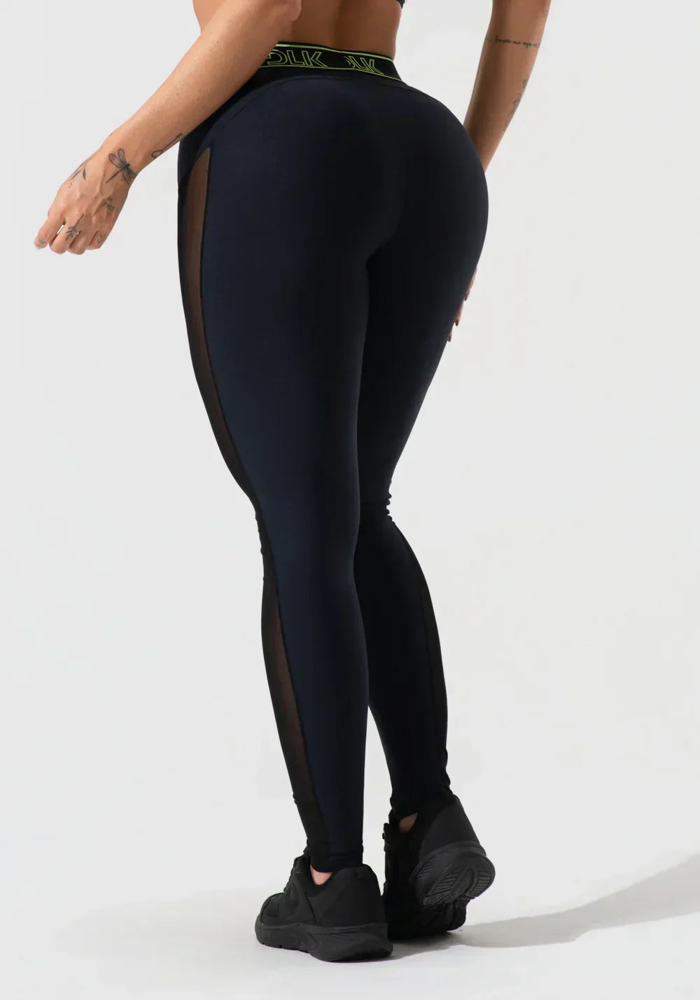Legging fitness feminina com elástico no cós e tule lateral activity