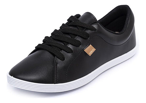 Tênis Feminino Beira Rio Texturizado Preto Sola Branca