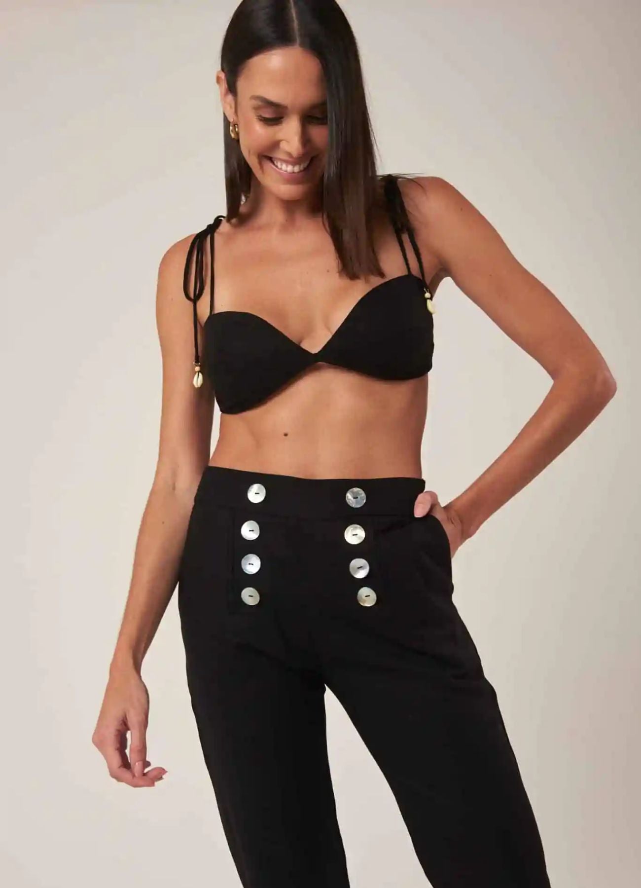 Calça de linho preto Margot