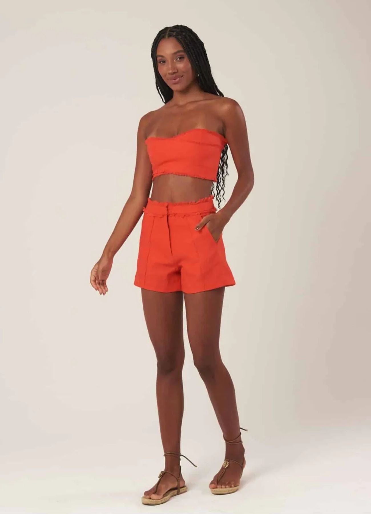 Top de Linho laranja-urucum Milena