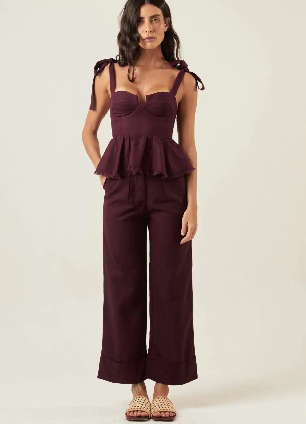 Top de linho jabuticaba Flora