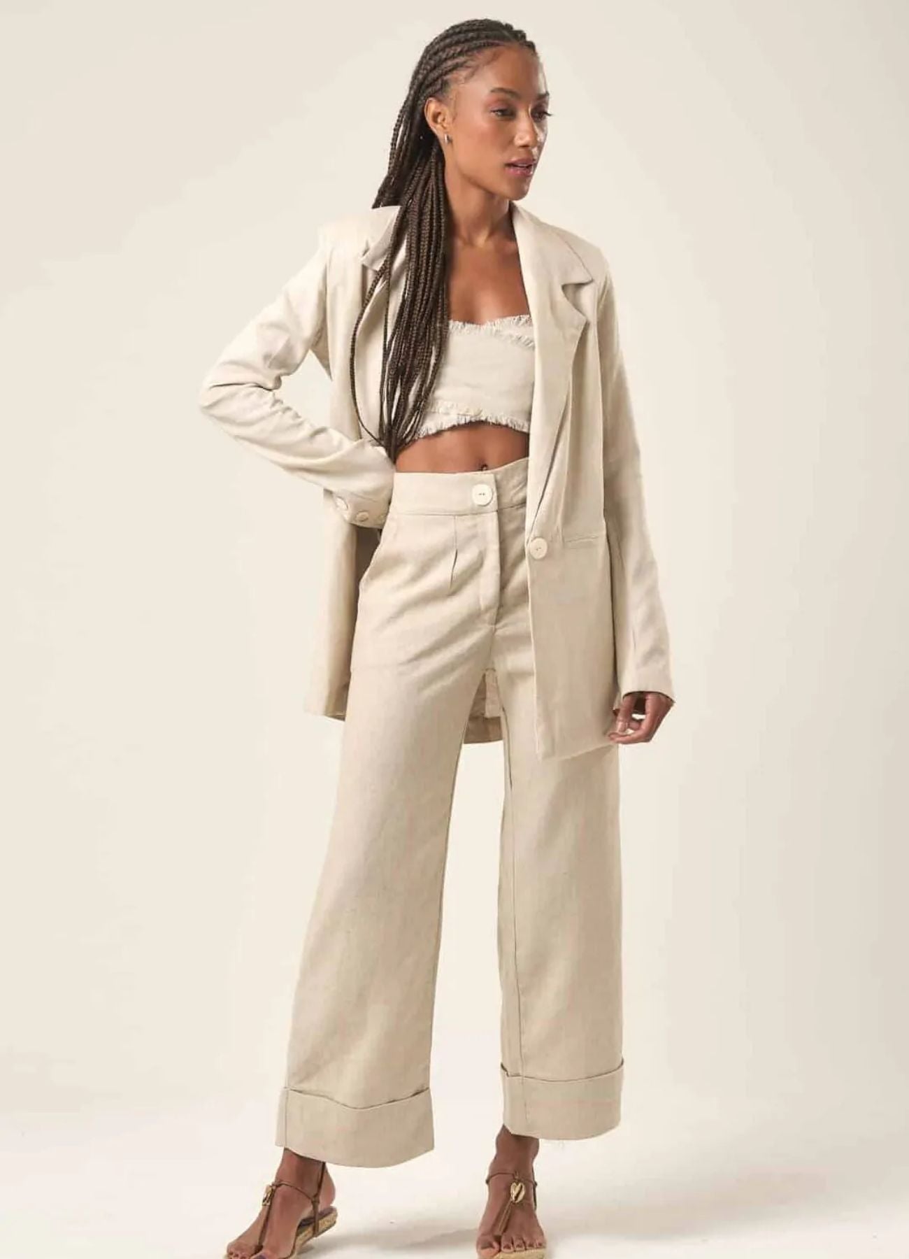 Calça de linho areia Julia