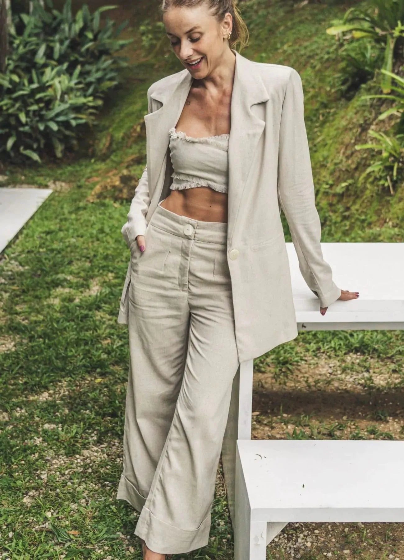 Calça de linho areia Julia