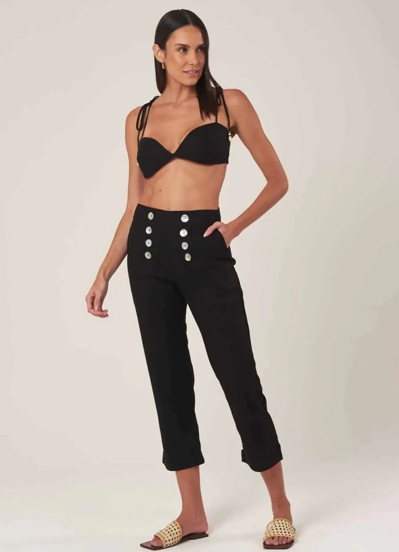 Calça de linho preto Margot