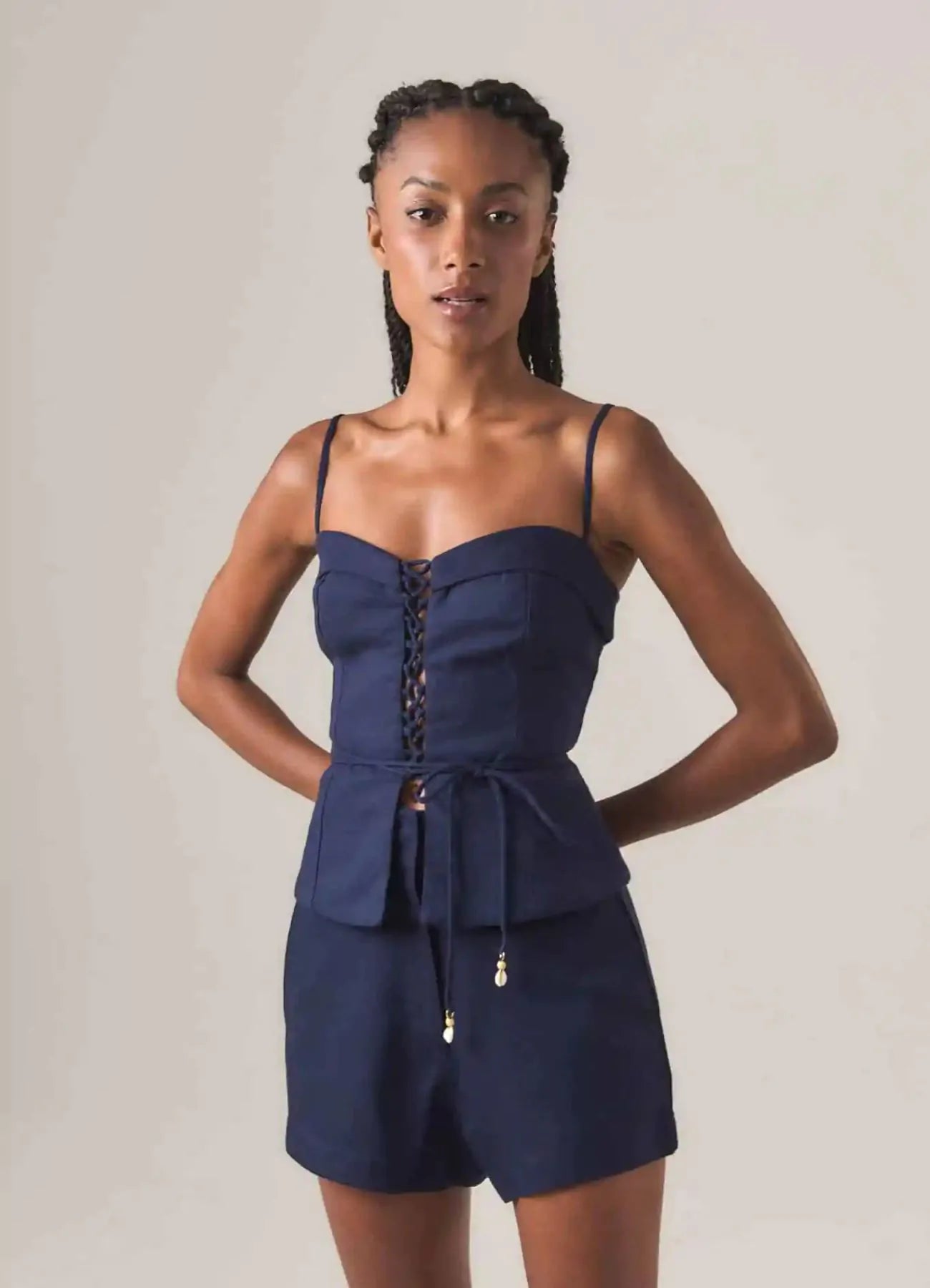 Top de linho marinho Cleo