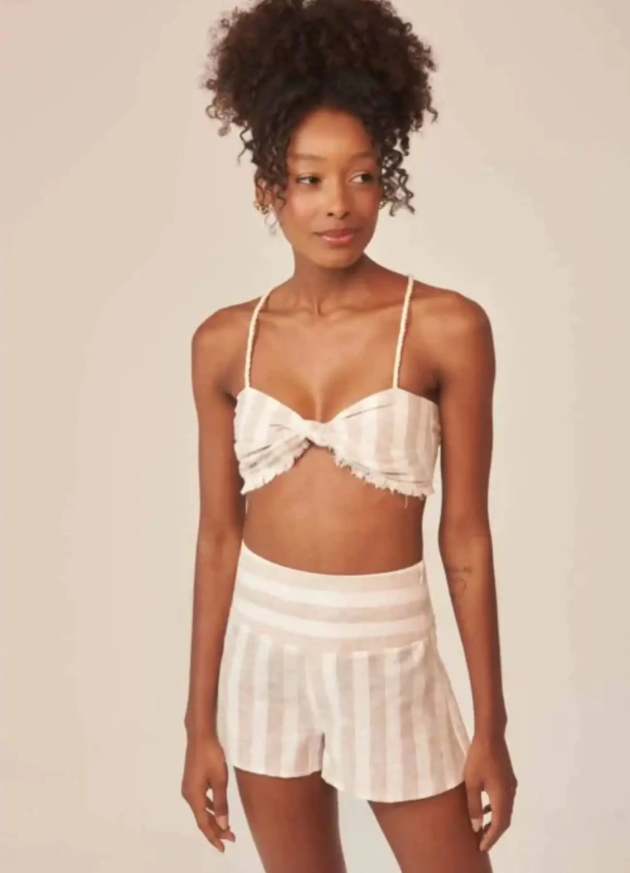 Short de linho listrado Paula