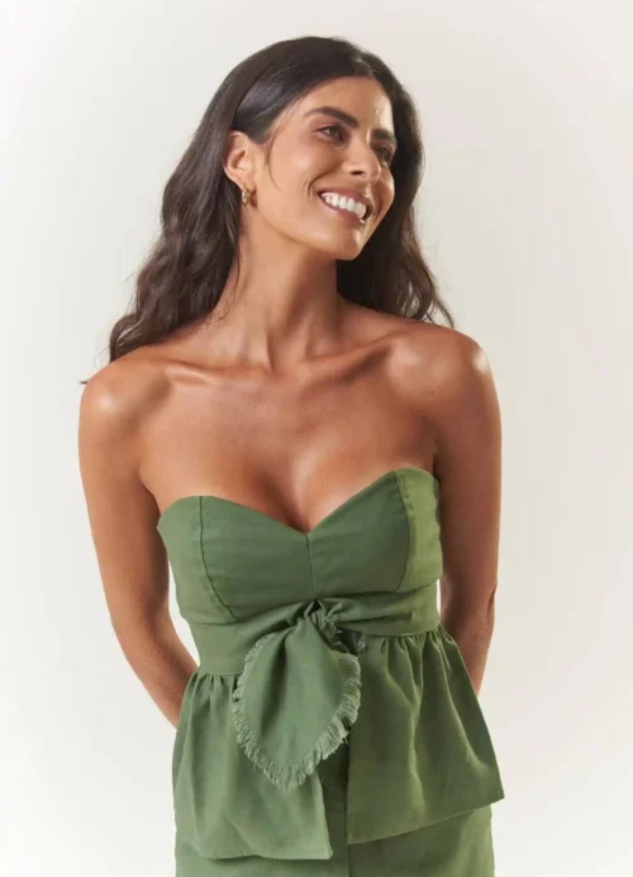 Top de linho verde Nicole