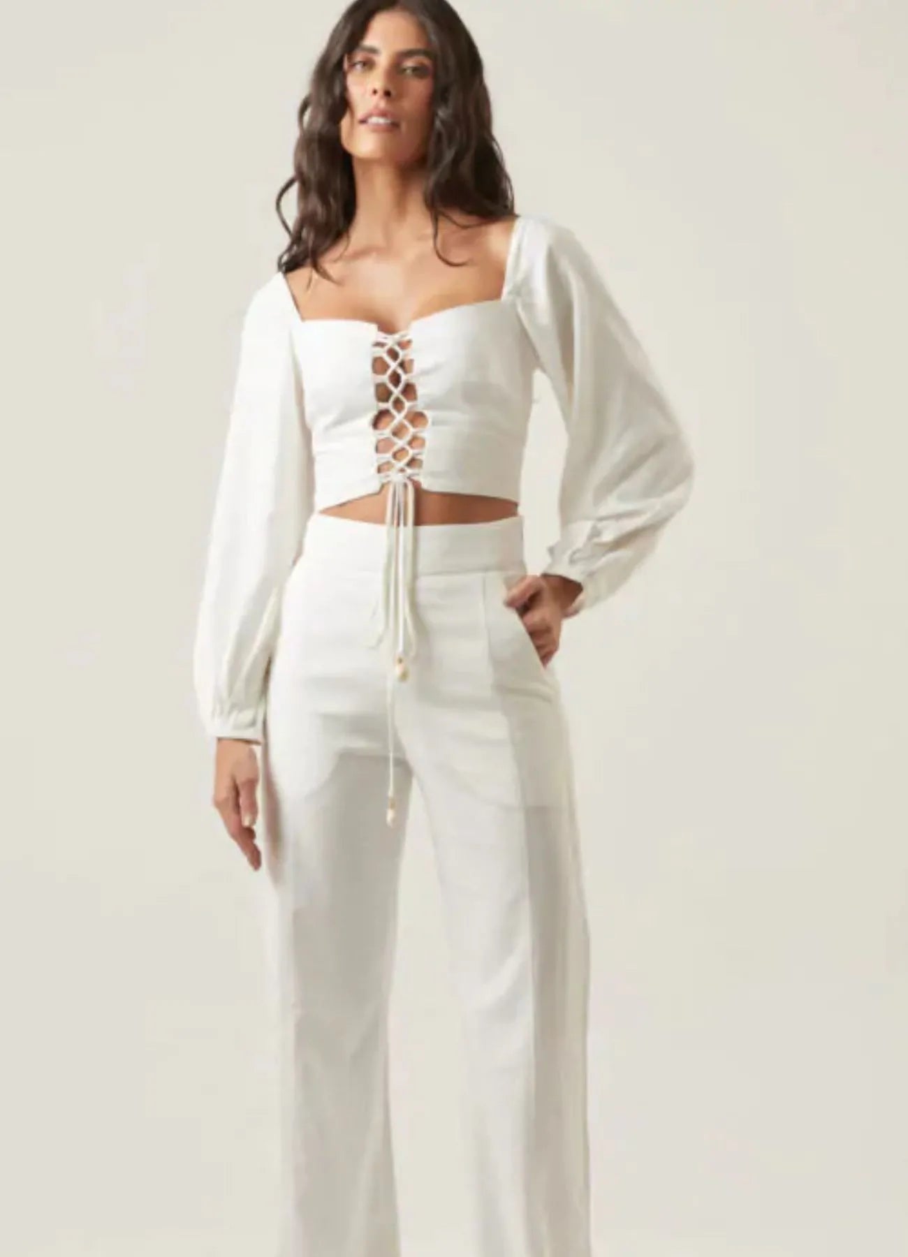 Top de linho off-white Heloisa