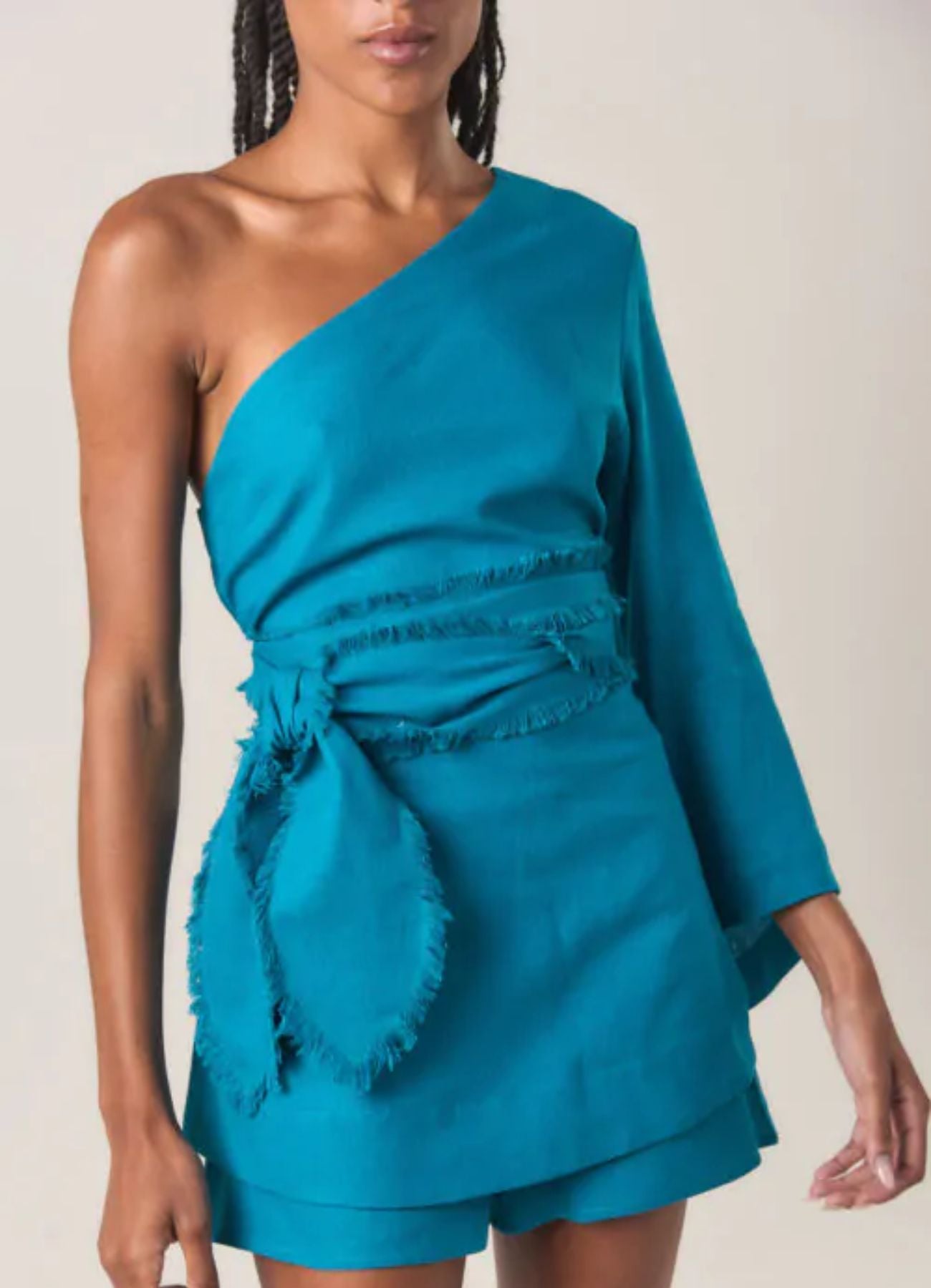 Bata de linho azul-netuno Milena