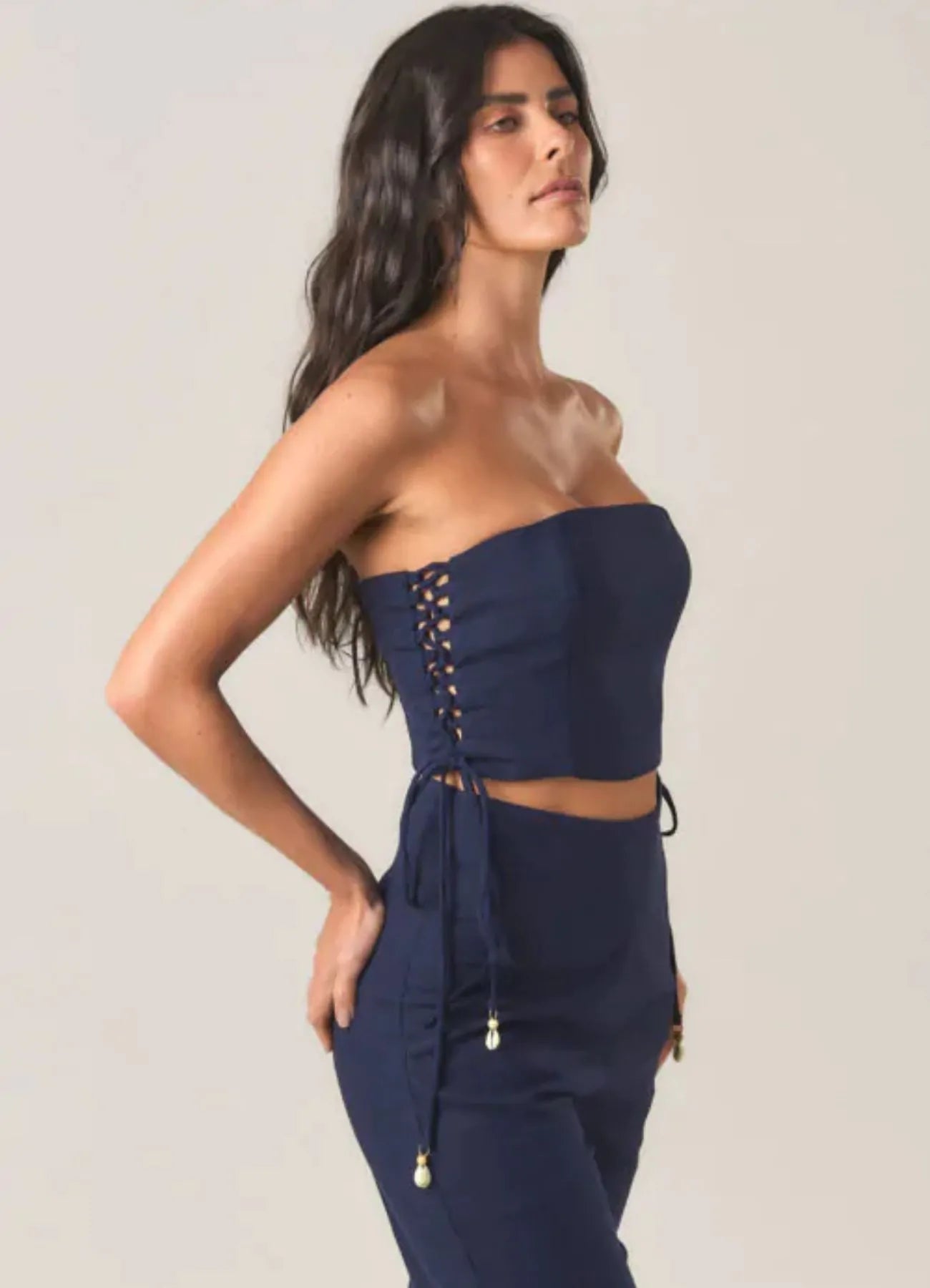 Top de linho marinho Marcela