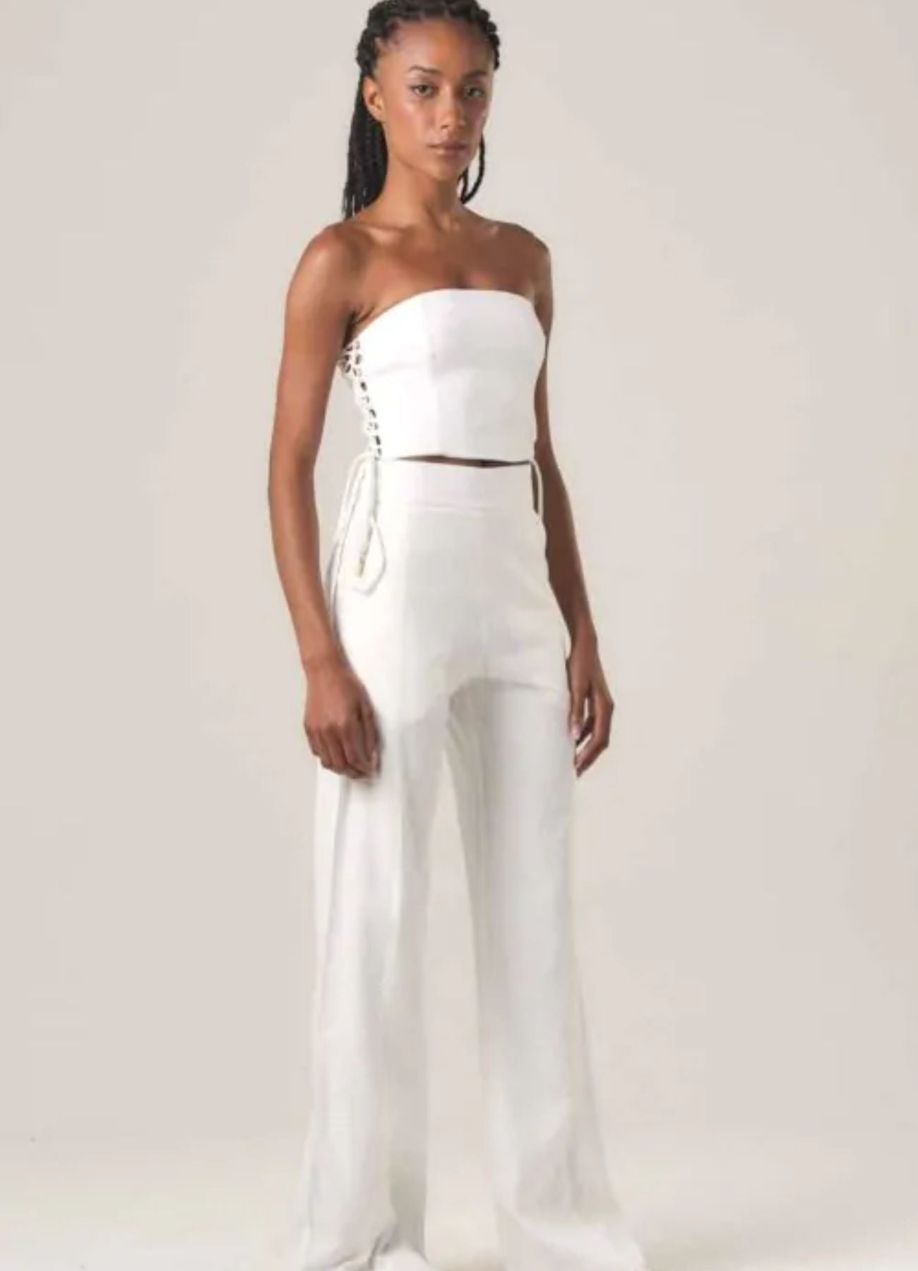 Top de linho off-white Marcela