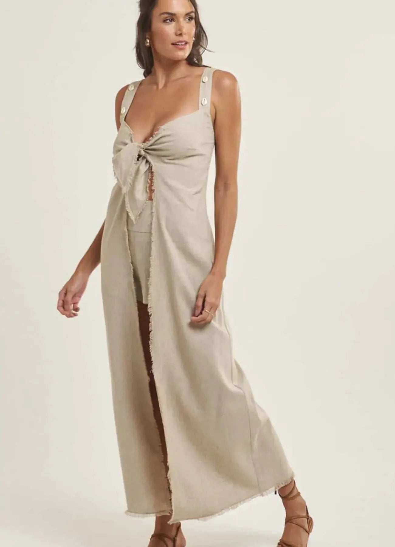 Tunica de linho Mel areia