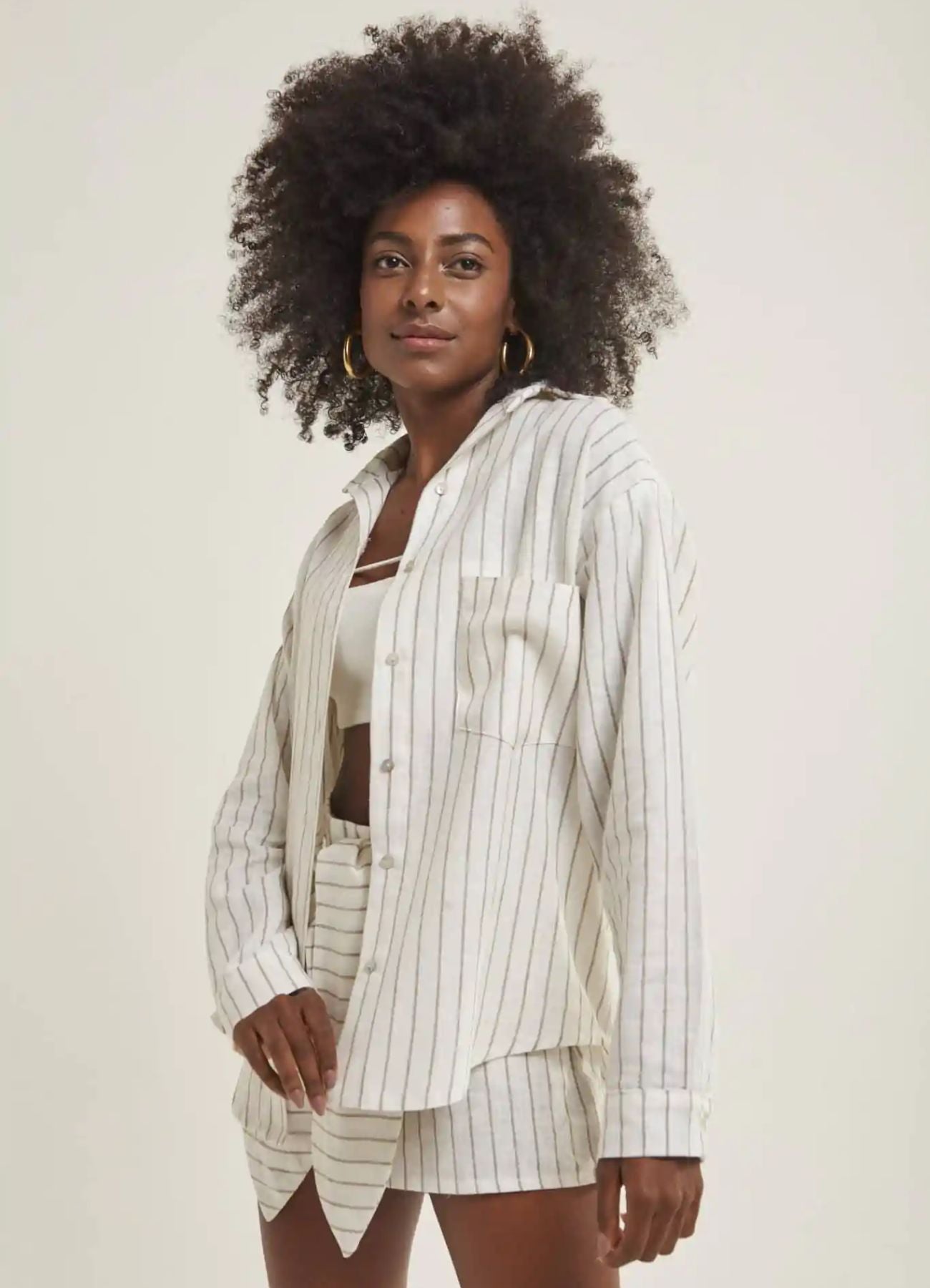 Camisa de linho listrada Bella