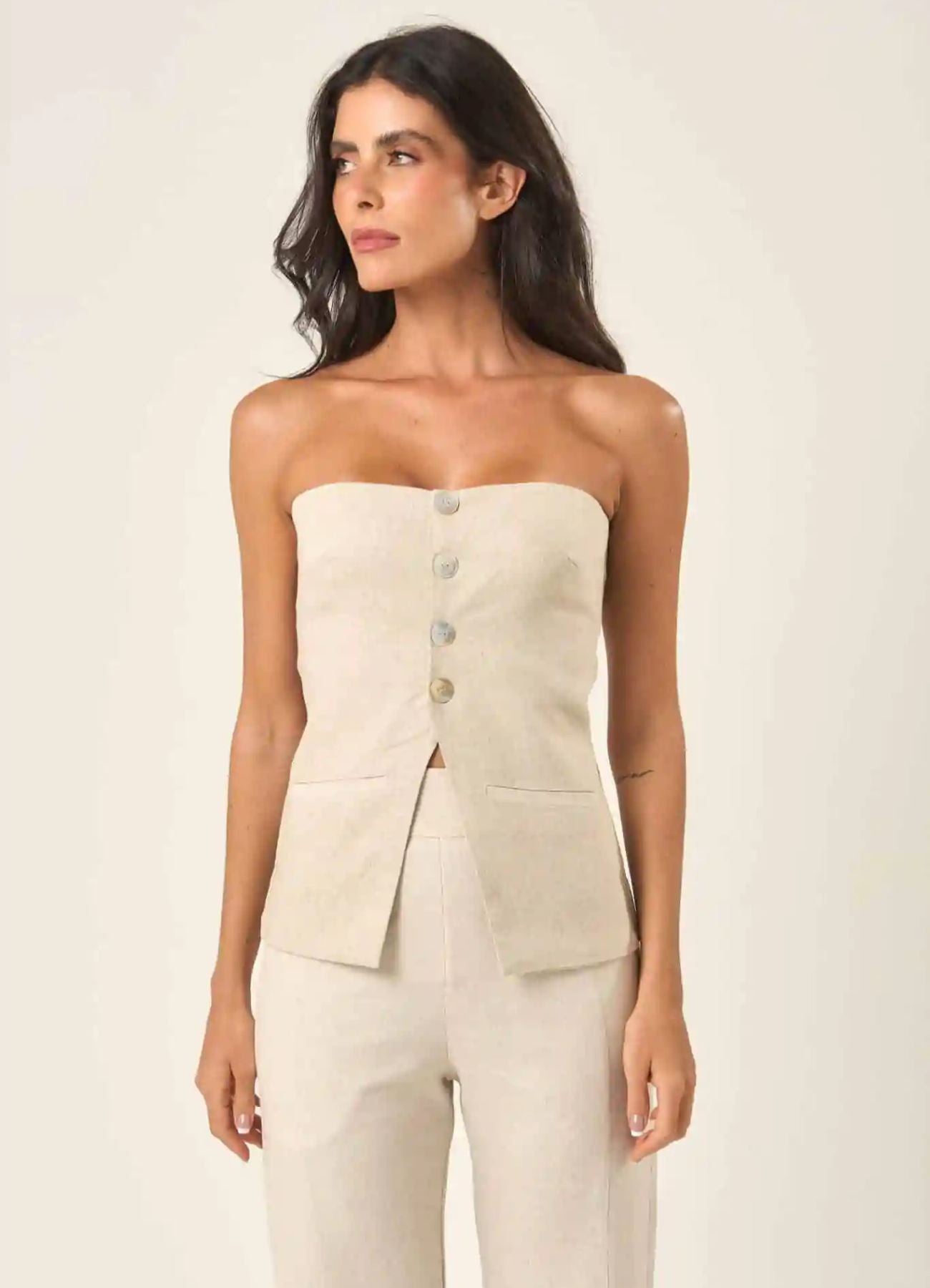 Top de linho areia Mariana