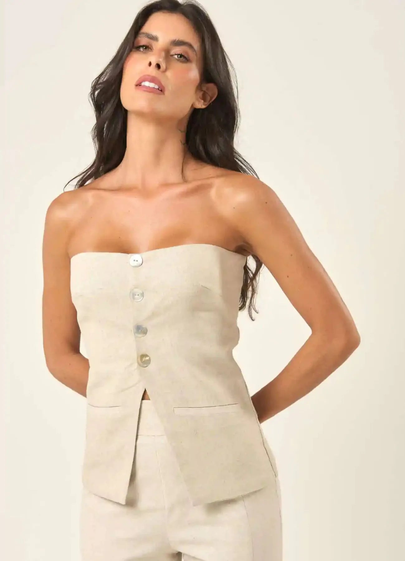 Top de linho areia Mariana