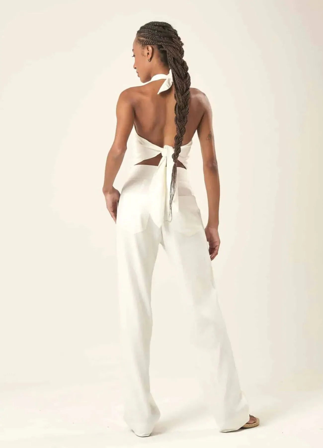 Calça de linho off-white Elisa