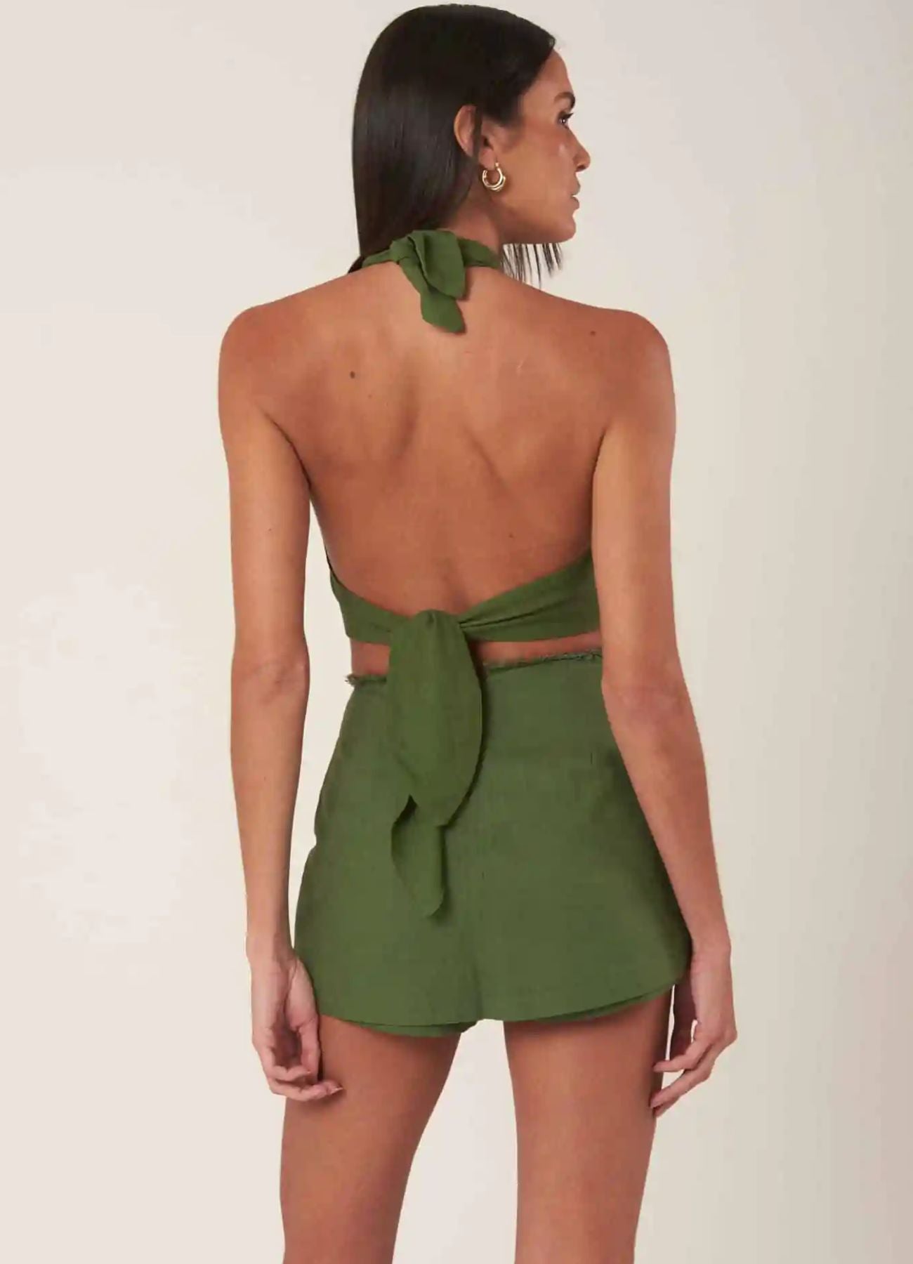 Top de linho verde Amber