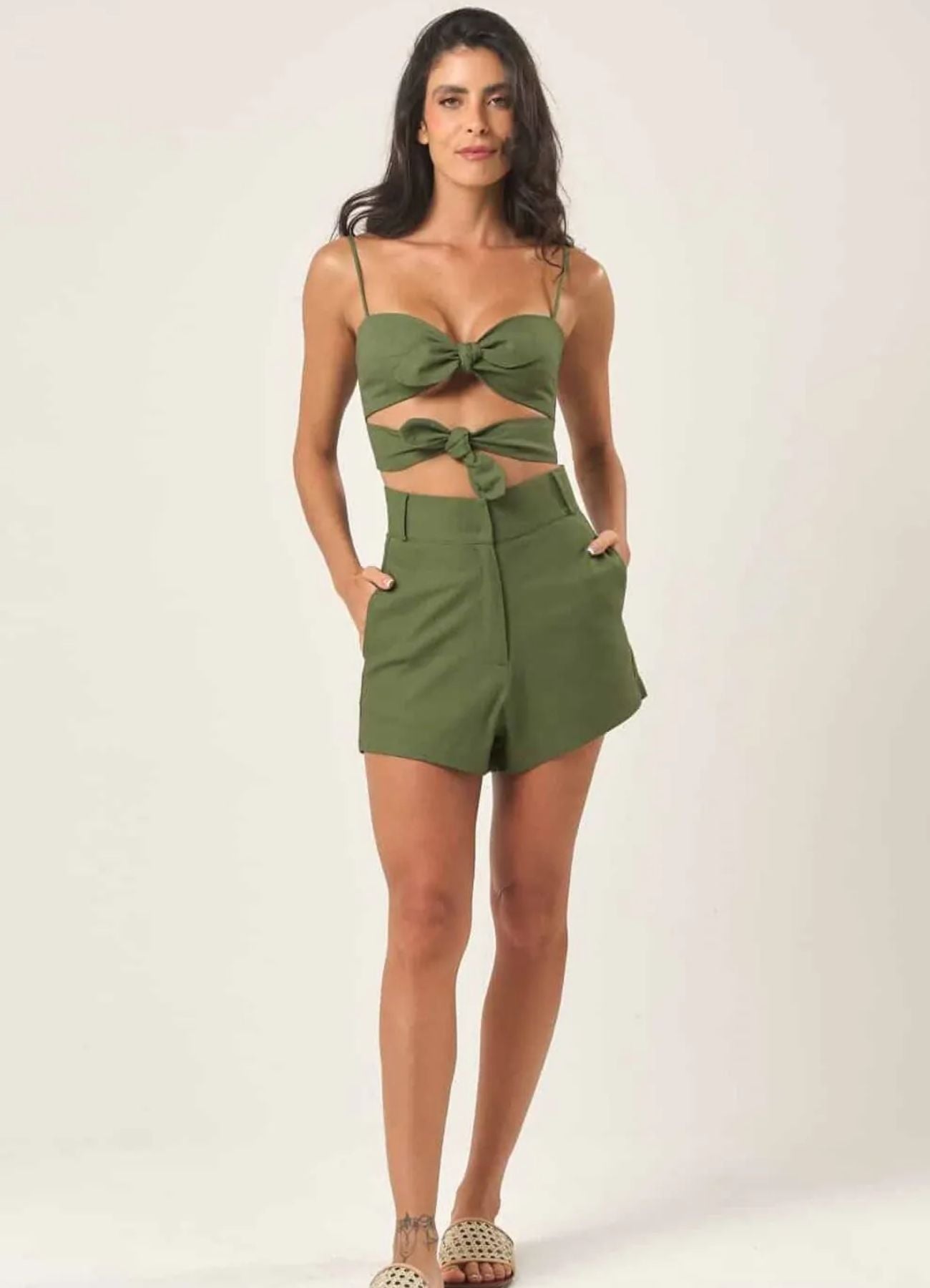 Top de linho verde Joana