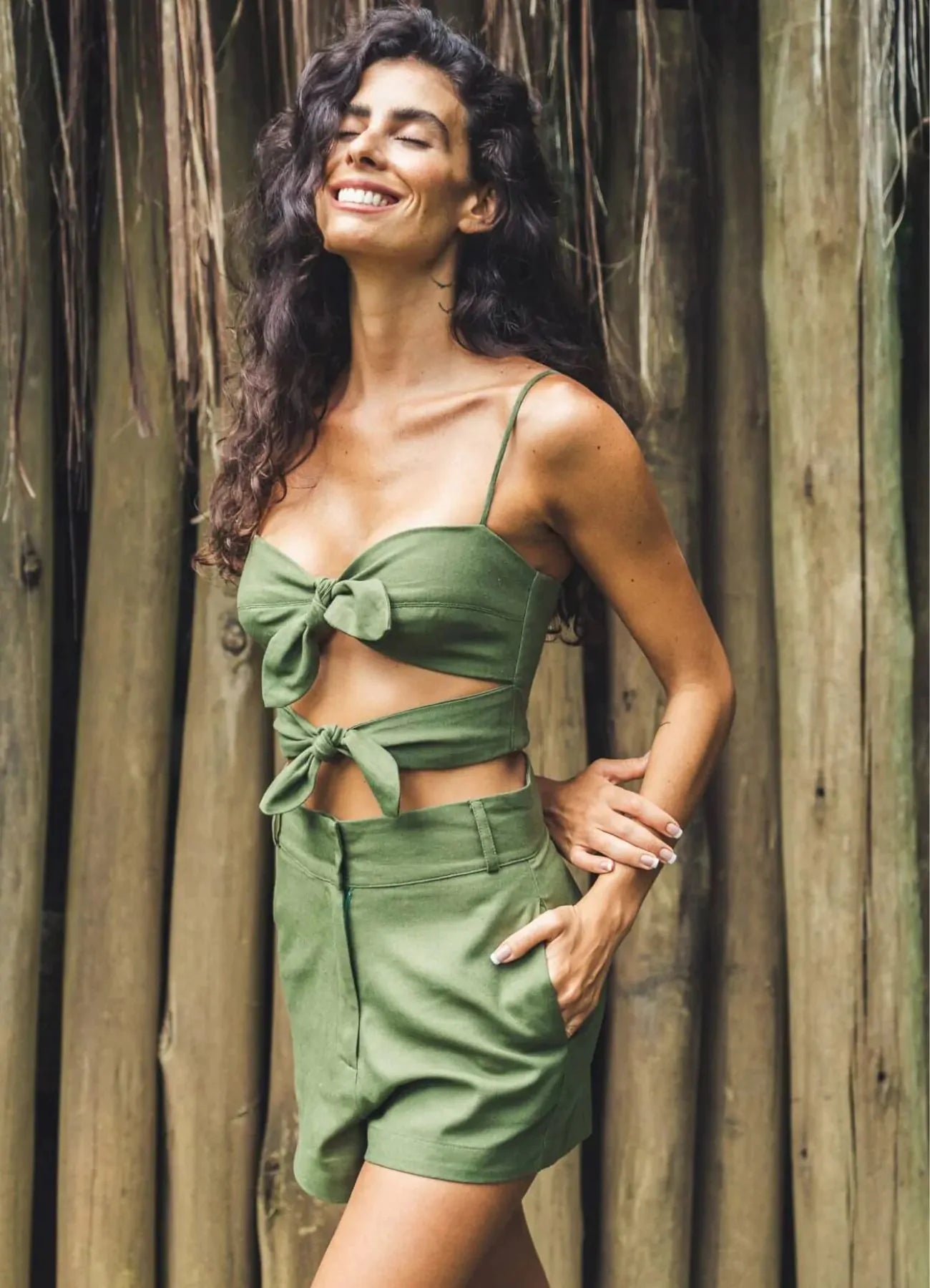 Top de linho verde Joana