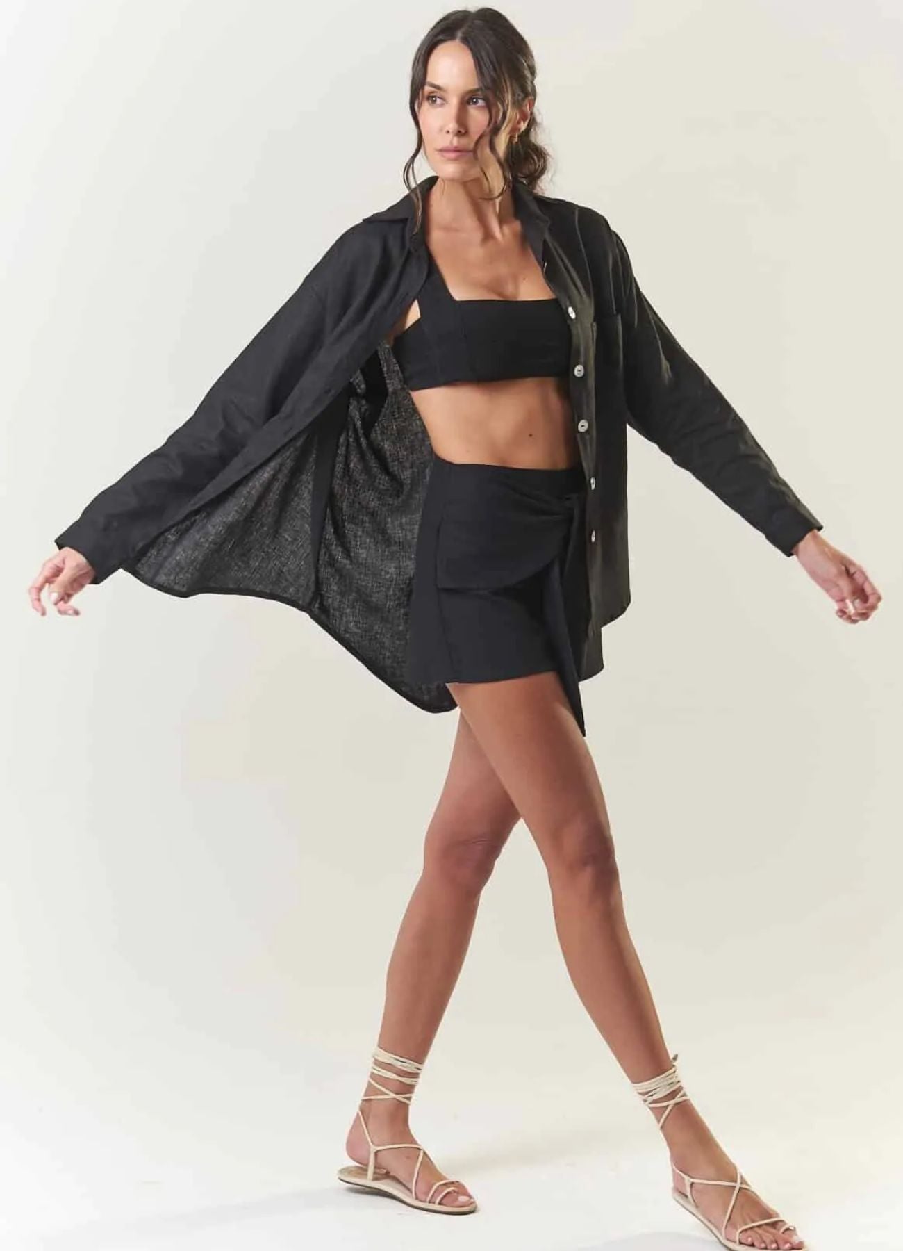 Camisa de linho preto Isis