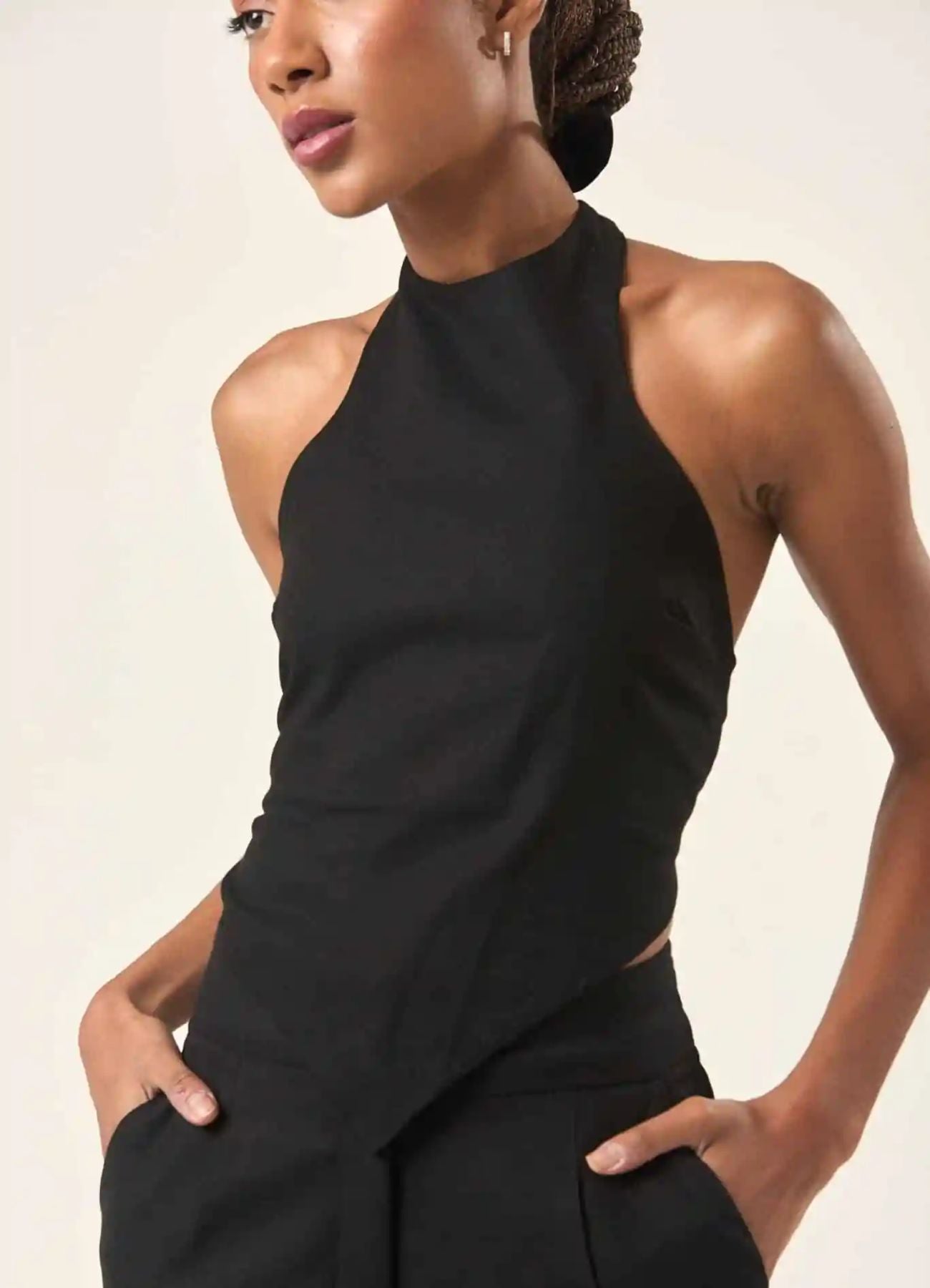 Top de linho preto Amber