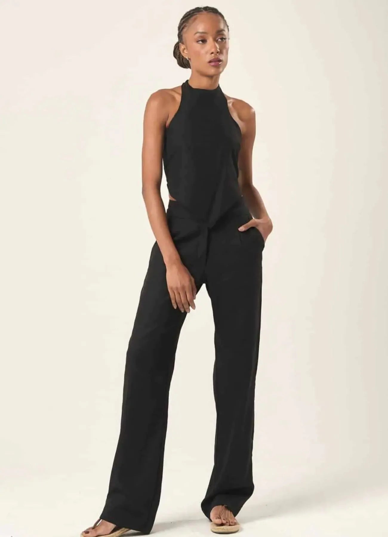 Top de linho preto Amber