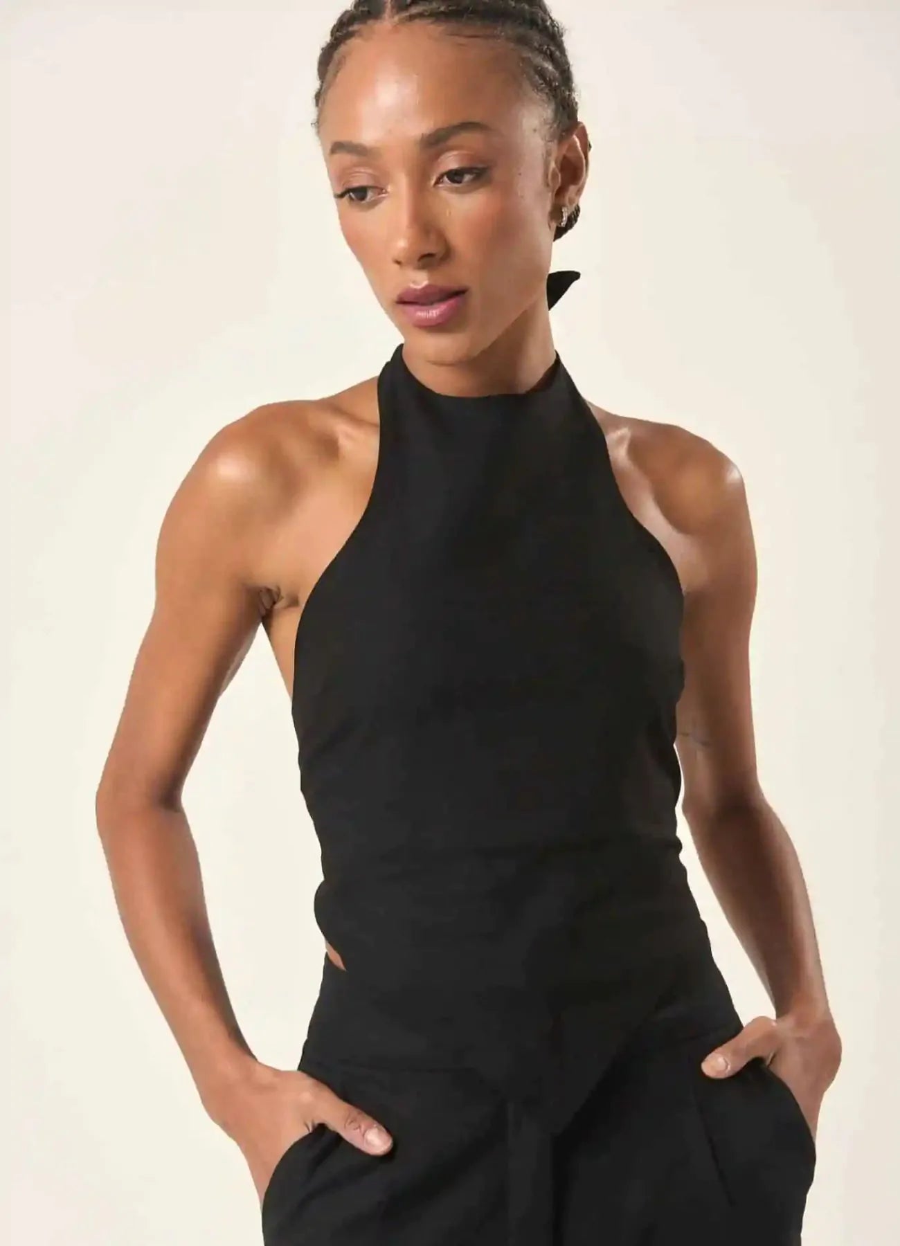 Top de linho preto Amber