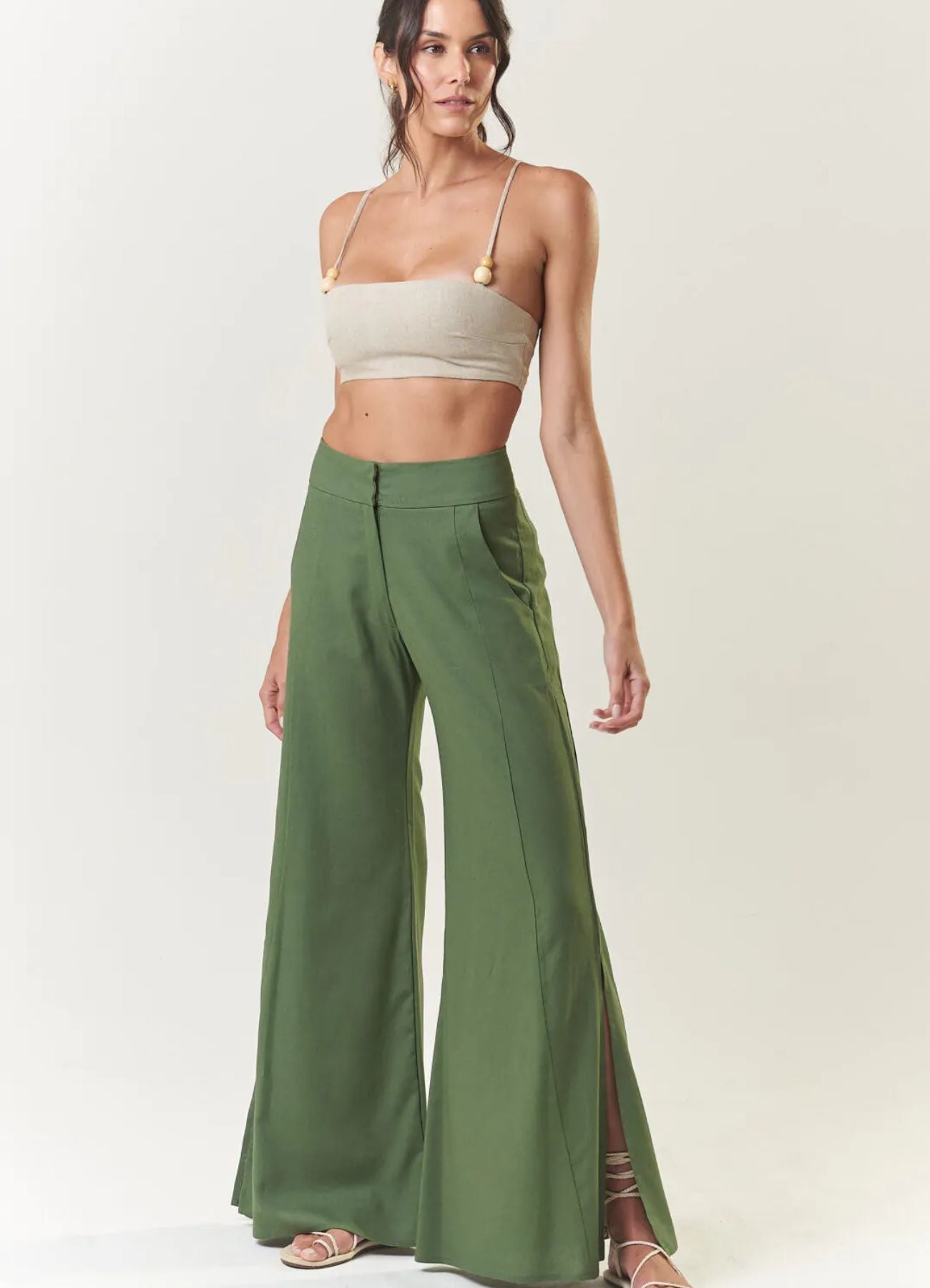 Calça de linho verde Dani