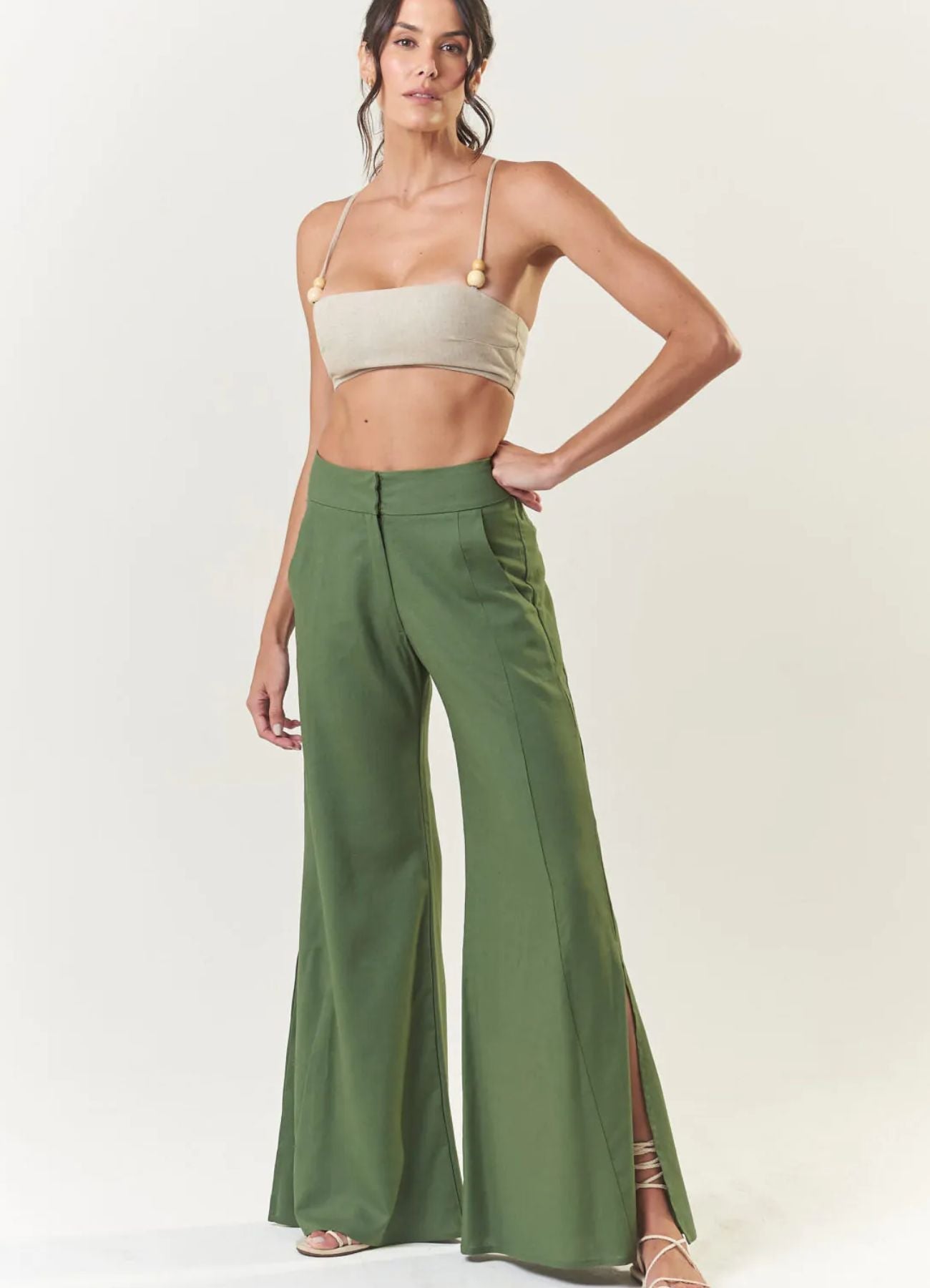 Calça de linho verde Dani