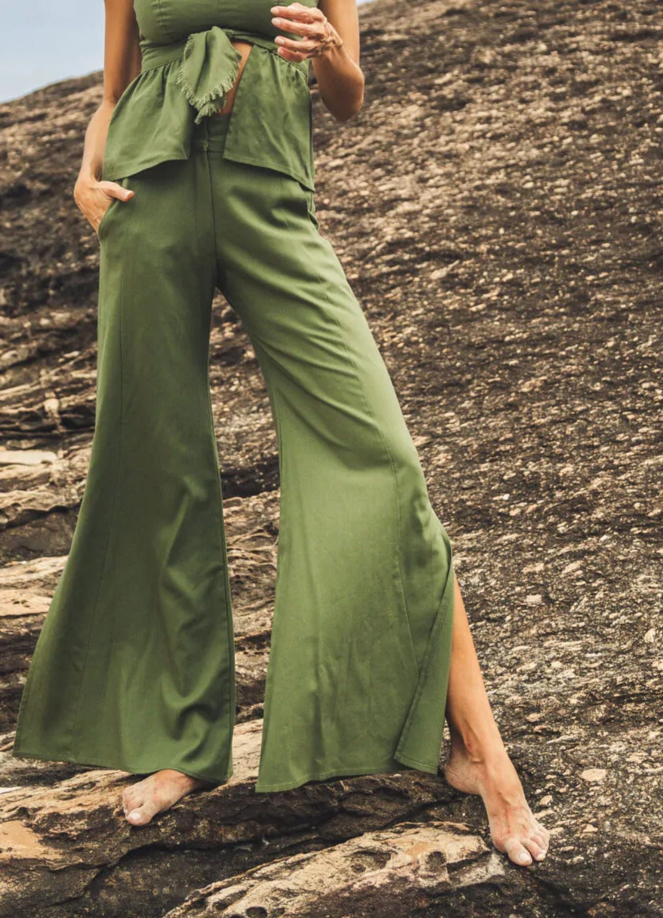 Calça de linho verde Dani