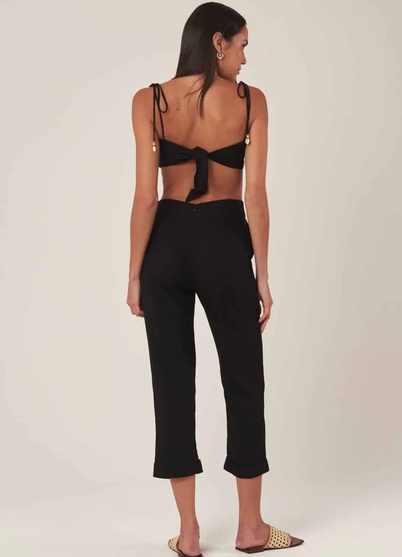 Calça de linho preto Margot