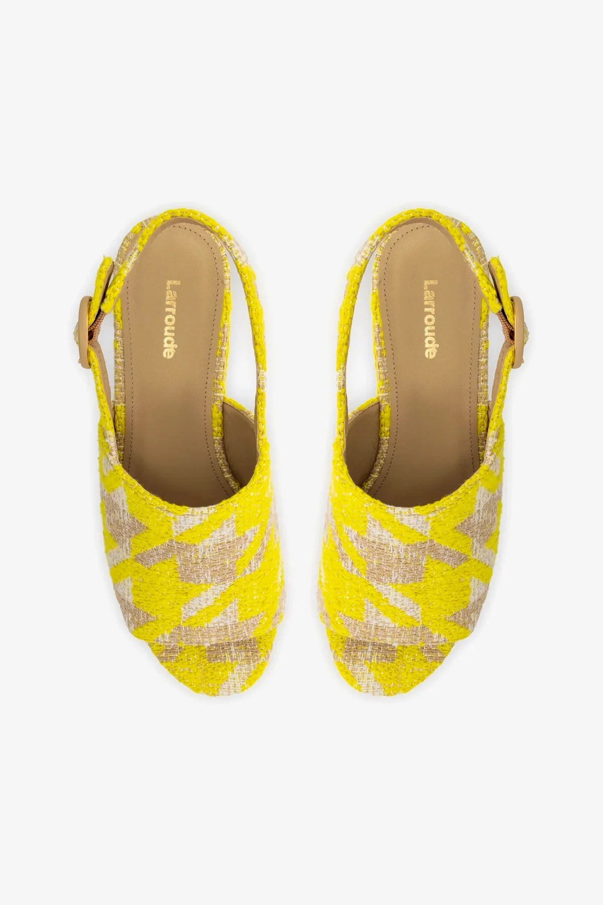 Sandália Plataforma Miso Malha Estampado Amarelo