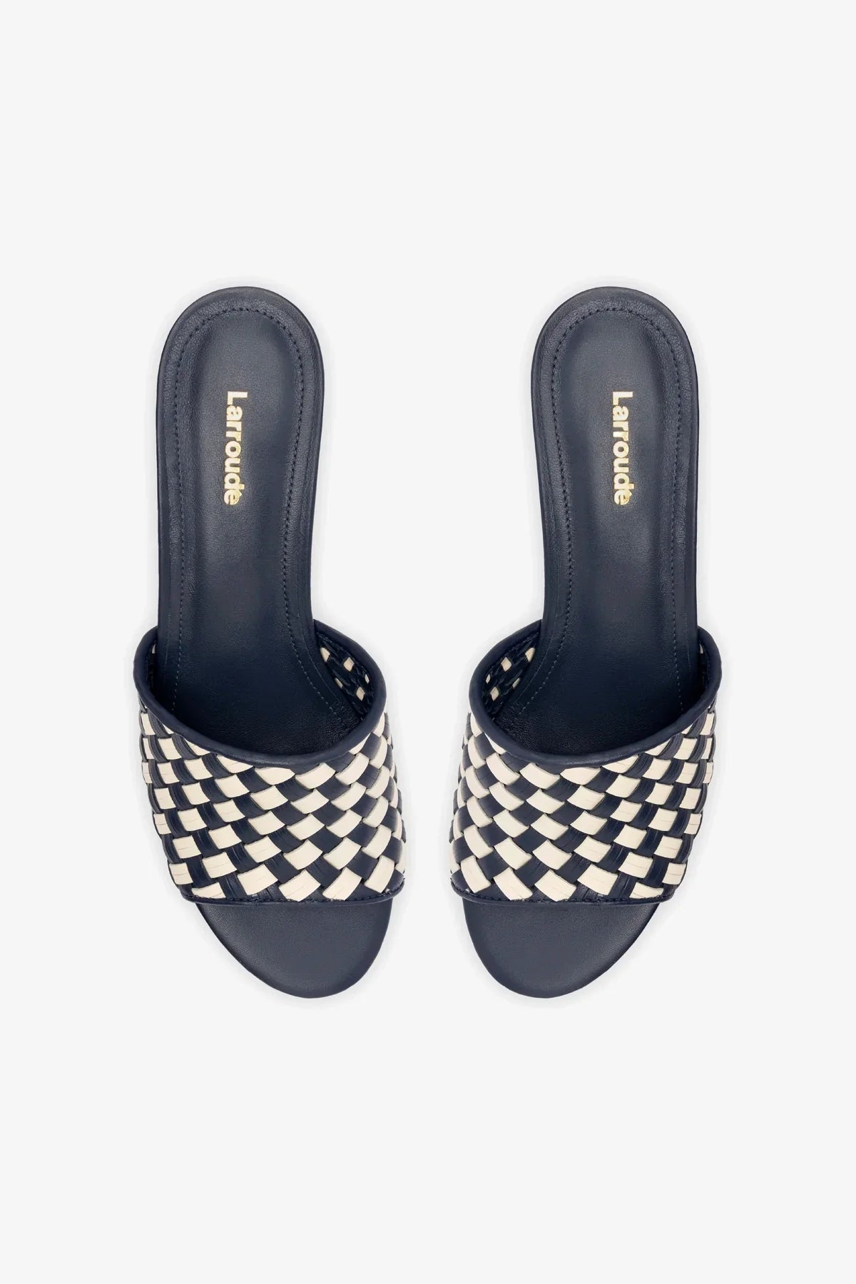 Mule Plataforma Miso Couro Azul e Couro Off White