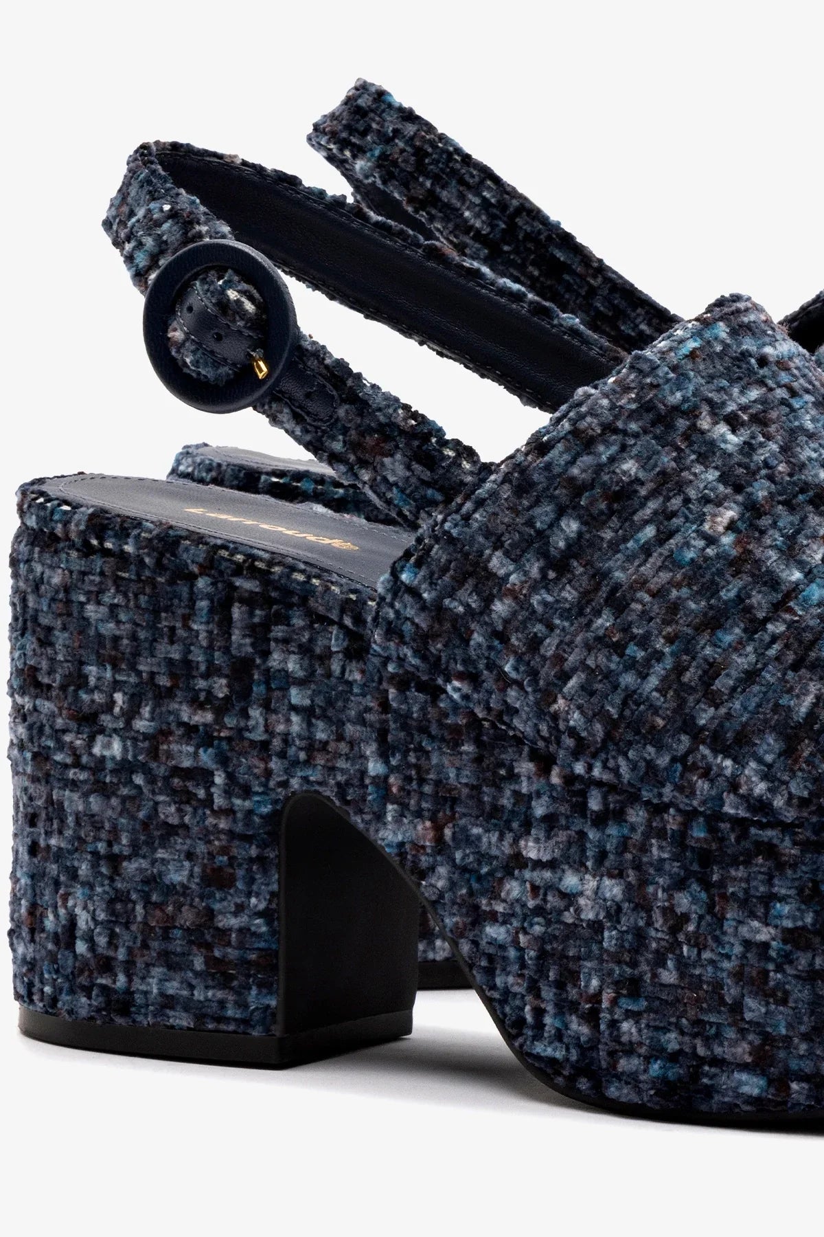 Sandália Plataforma Miso Veludo Estampado Azul