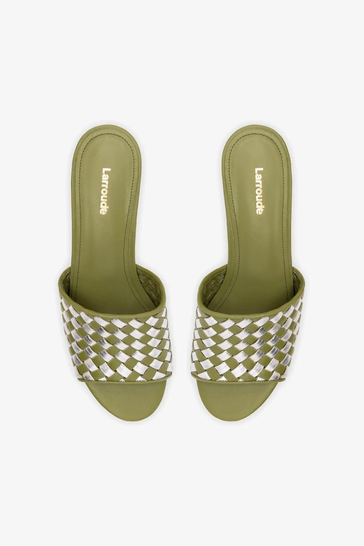 Mule Plataforma Miso Couro Verde e Couro Prateado