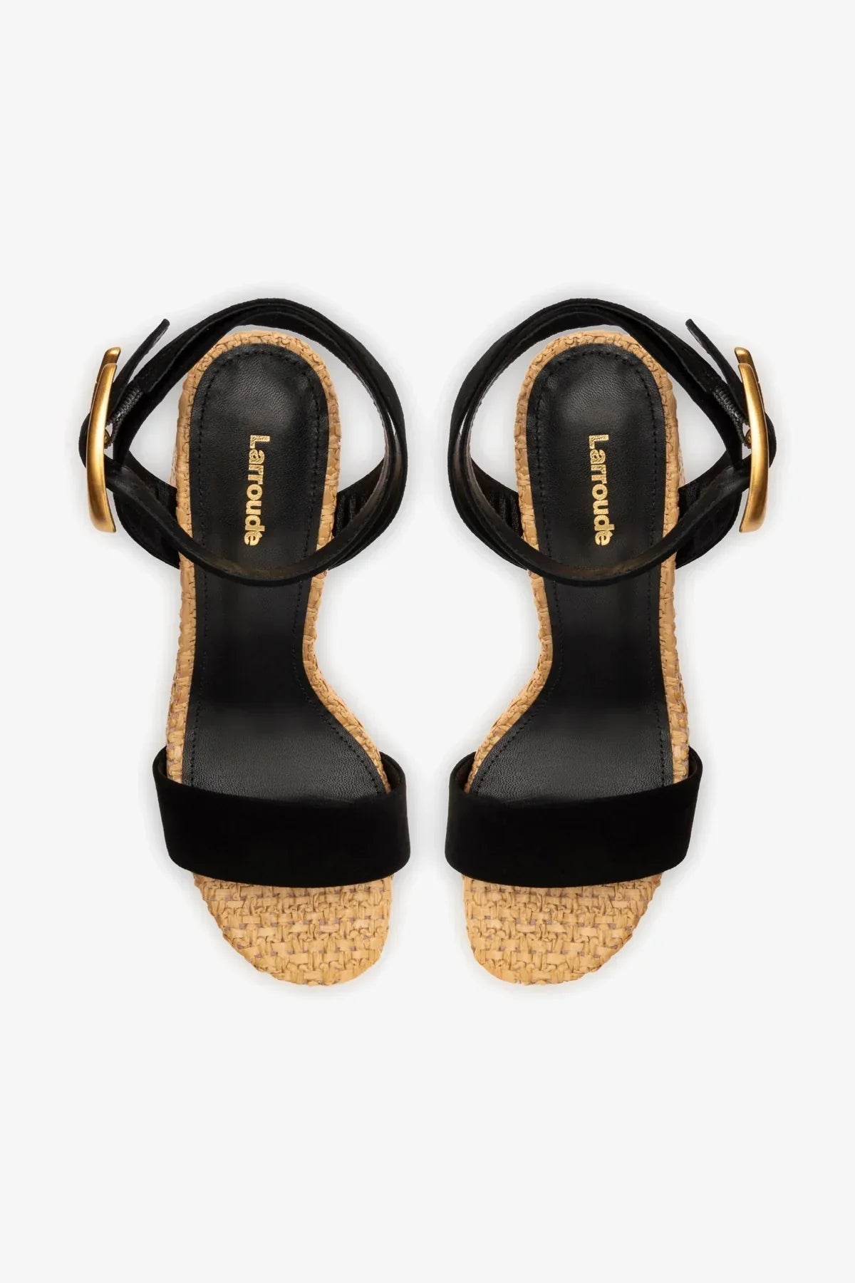 Sandália Dolly Verona Ráfia Natural e Camurça Preto