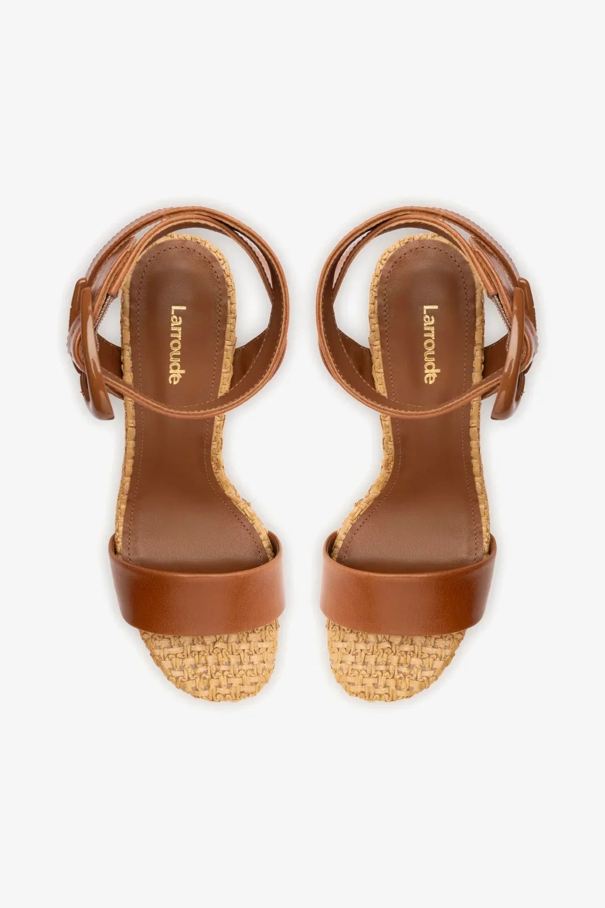 Sandália Dolly Verona Ráfia Natural e Couro Caramelo