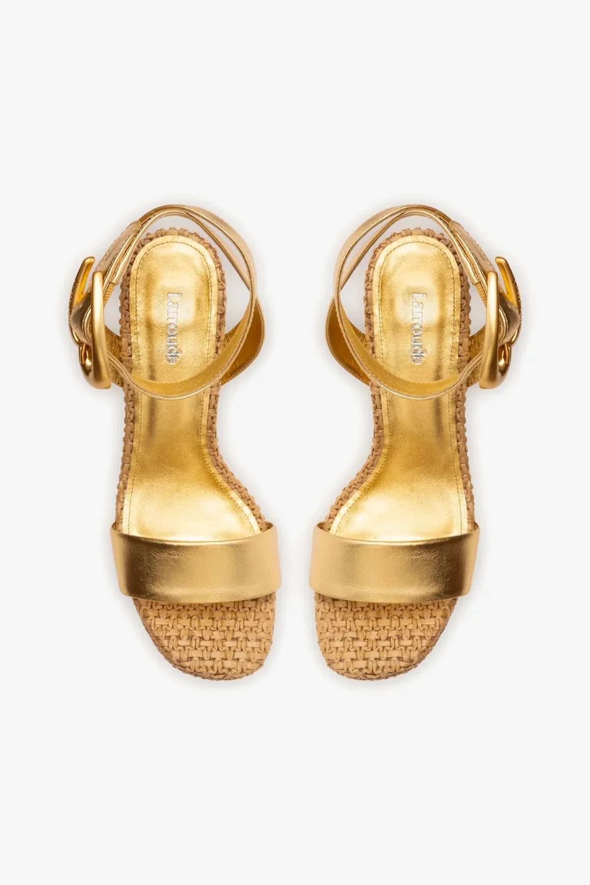 Sandália Dolly Verona Ráfia Natural e Couro Dourado