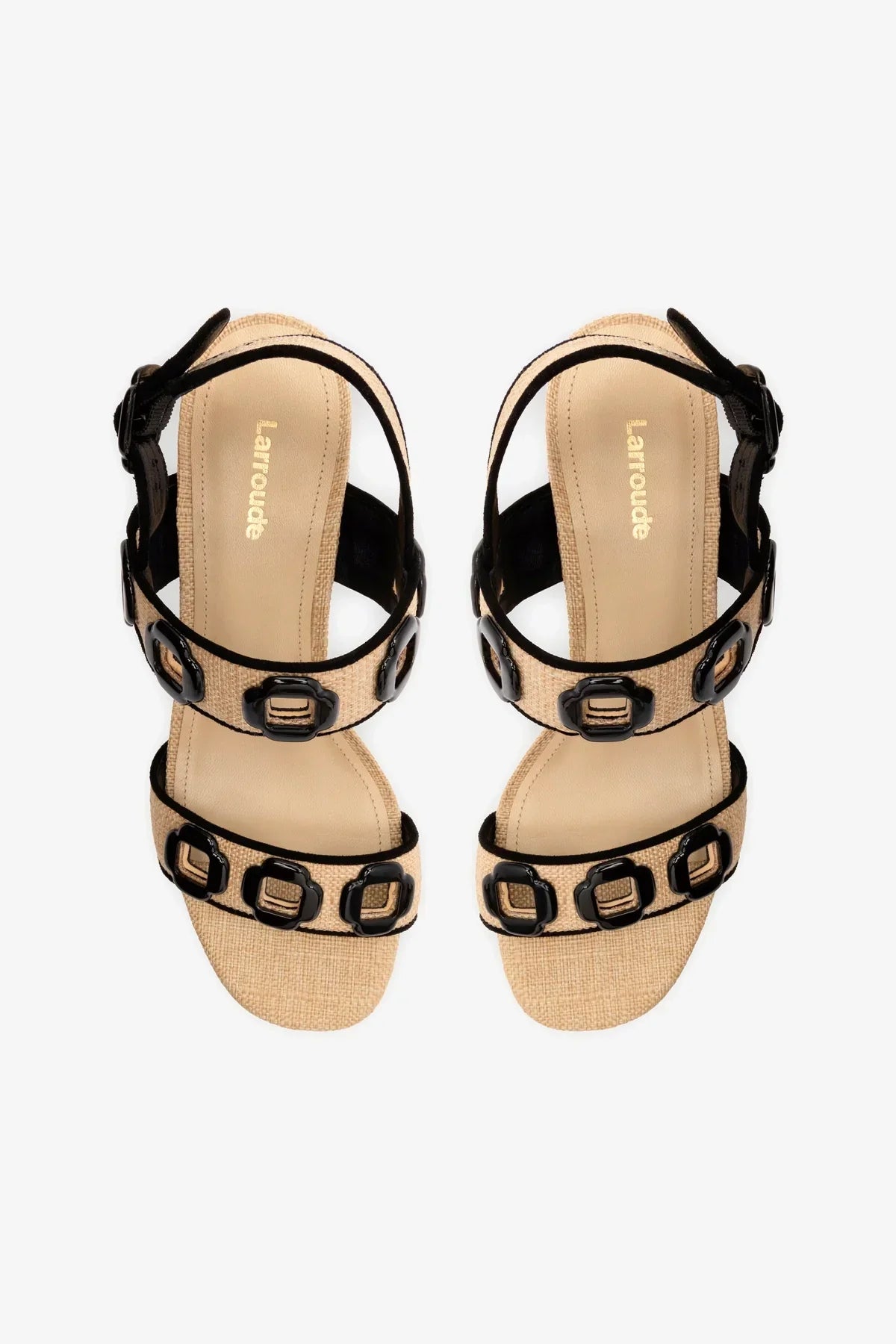 Sandália Milan Ráfia Bege e Camurça Preto