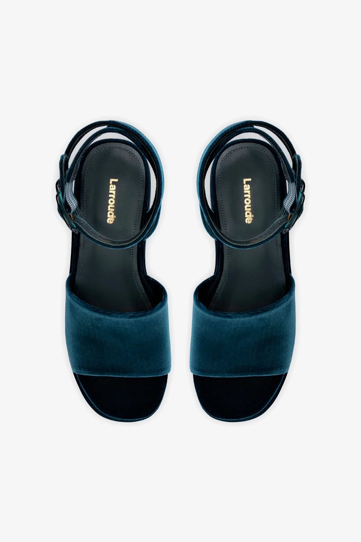 Sandália Flatform Charli Veludo Azul