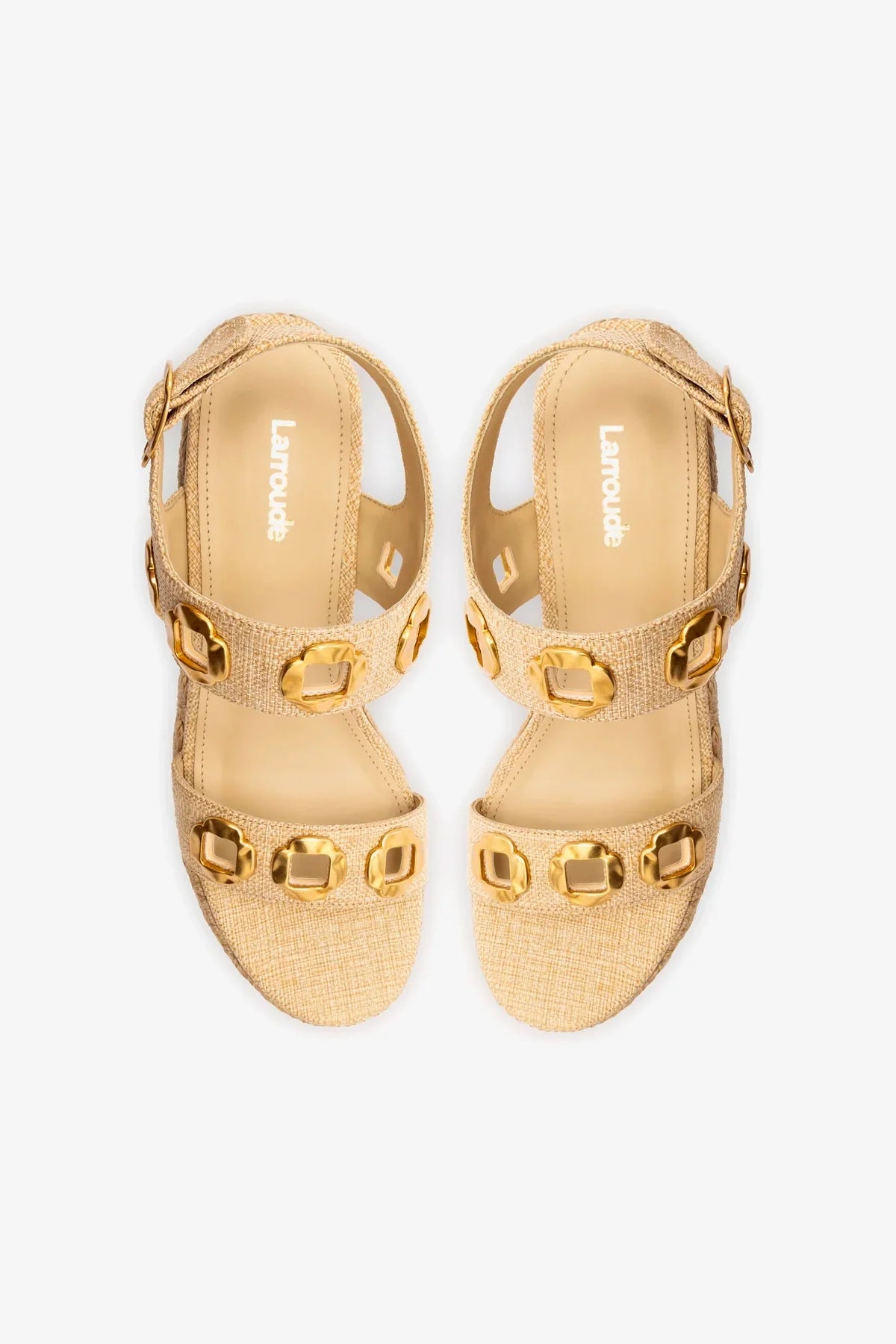 Sandália Anabela Espadrille Milan Ráfia Bege