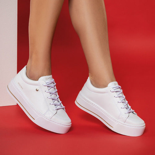 Tênis Ramarim Casual Branco Ouro Caixa Alta Feminino