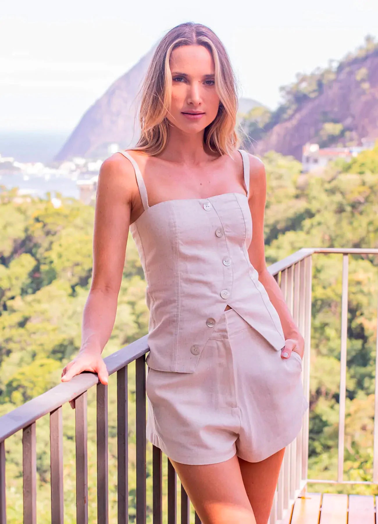 Top de linho natural Roberta